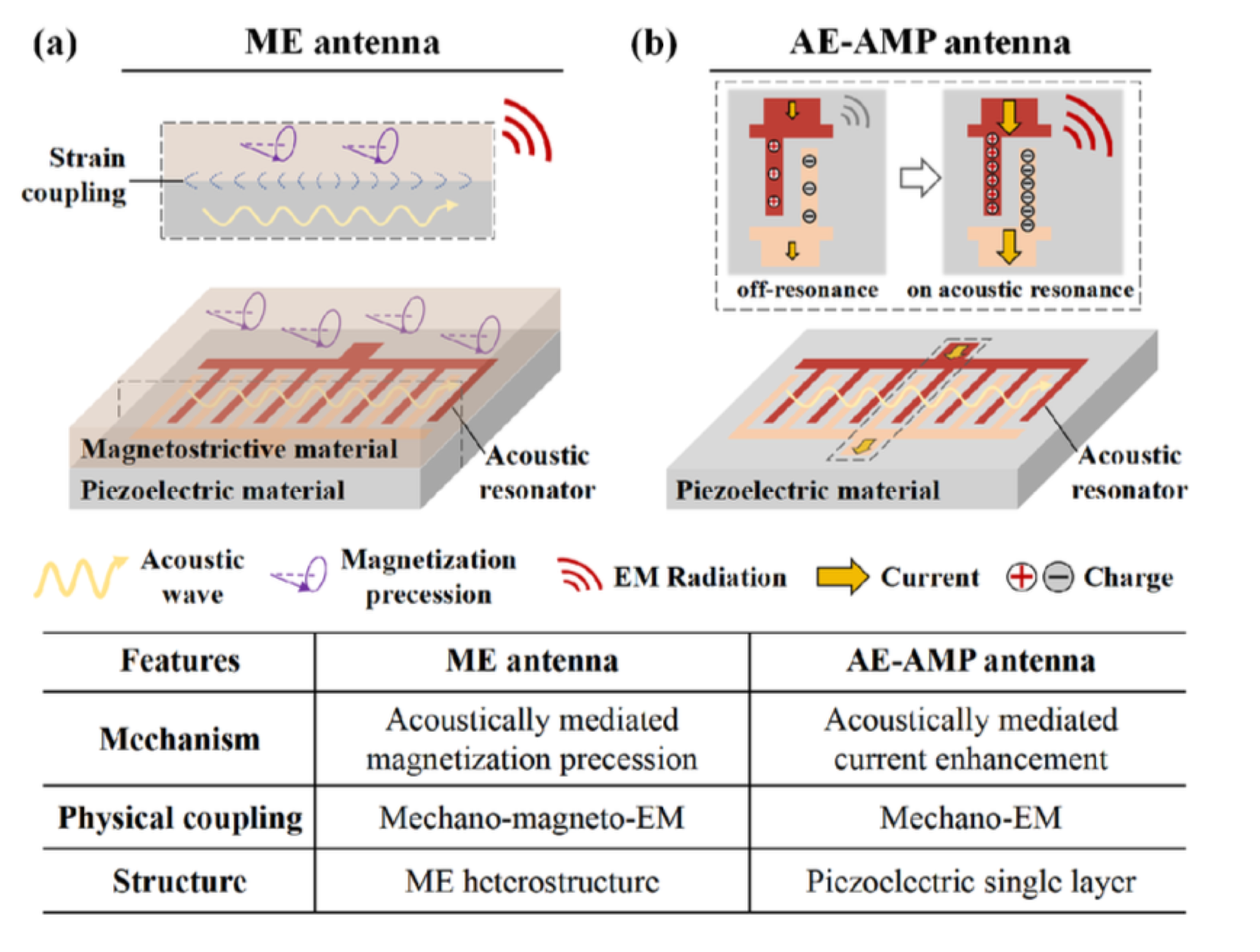 Acoustically Mediated Piezoelectric Antennas With Asymmetric Excitation Using Acoustic and Electromagnetic Co-Simulation